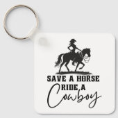 カウボーイに乗って馬を救う キーホルダー (正面)