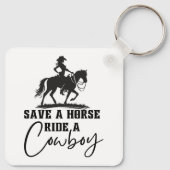 カウボーイに乗って馬を救う キーホルダー (裏面)