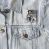 カウボーイに扮したおもちゃの少年 缶バッジ (インサイチュ)