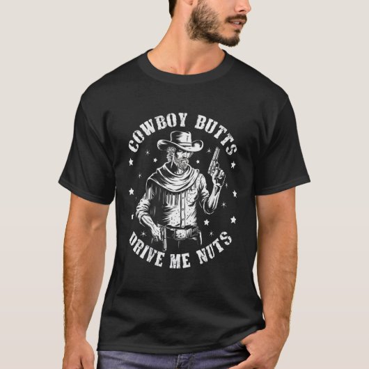 カウボーイのお尻にイラっとするカウボーイ ゲイ ビンテージ Tシャツ (正面)
