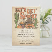 カウボーイのかぼちゃ ハロウィンの誕生日パーティー 怖い夜にしよう  招待状 (スタンド正面)