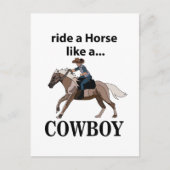カウボーイのように馬に乗る ポストカード (正面)