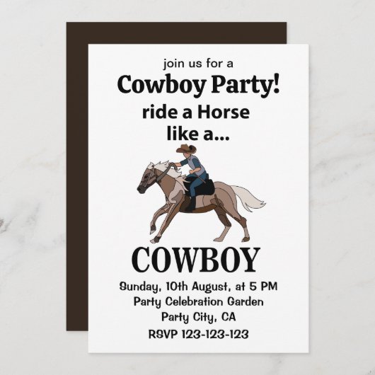 カウボーイのように馬に乗る 招待状 (正面/裏面)
