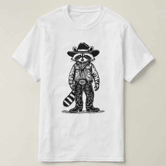 カウボーイのアライグマ Tシャツ (デザイン正面)