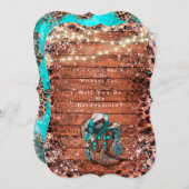 カウボーイのカントリーブーツは私の花嫁になる 招待状 (正面/裏面)