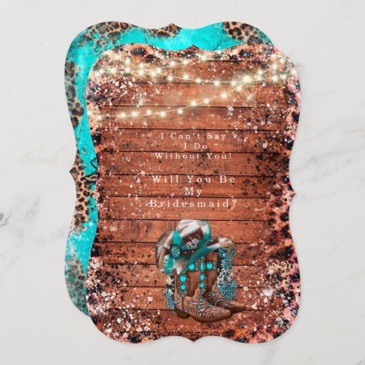 カウボーイのカントリーブーツは私の花嫁になる 招待状 (正面/裏面)