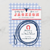 カウボーイのギンガムの招待状 招待状 (正面/裏面)