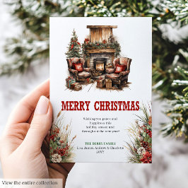 カウボーイのクリスマスグリーティングカードデザイン 赤と緑 シーズンカード