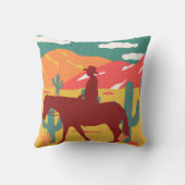 カウボーイのシルエット 砂漠の風景 サラシ枕 クッション (裏面)