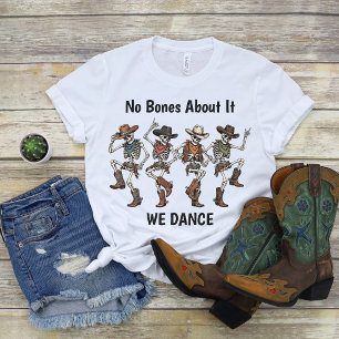 カウボーイのダンスをするスケルトンのハロウィンTシャツ トライブレンドTシャツ