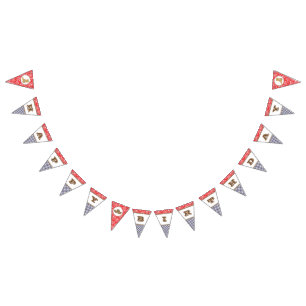 カウボーイのハッピーバースデーの旗のペイズリーのギンガム バンティングフラッグ