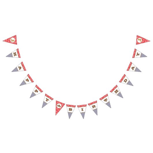 カウボーイのハッピーバースデーの旗のペイズリーのギンガム バンティングフラッグ (全)