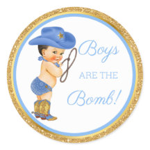 カウボーイのバスギフトなどブルーゴールド 男の子は爆弾だ!