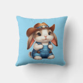 カウボーイのバニーに帽子とオーバーオールを クッション (裏面)