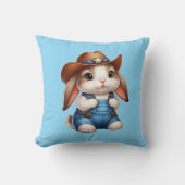 カウボーイのバニーに帽子とオーバーオールを クッション (正面)