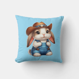 カウボーイのバニーに帽子とオーバーオールを クッション