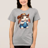 カウボーイのバニーに帽子とオーバーオールを トライブレンドTシャツ (正面)