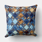 カウボーイのバンダナの青いモザイク模様のオリジナルの芸術 クッション (裏面)