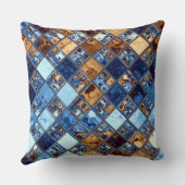 カウボーイのバンダナの青いモザイク模様のオリジナルの芸術 クッション (裏面)