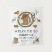 カウボーイのファーストバースデーパーティー ウェルカム タペストリー (正面)