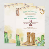 カウボーイのブーツを使ったウェスタン風の招待状 招待状 (正面/裏面)