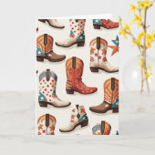 カウボーイのブーツ柄 カード (黄色い花)