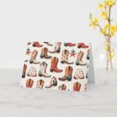 カウボーイのブーツ柄 カード (黄色い花)