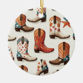 カウボーイのブーツ柄 セラミックオーナメント (正面)