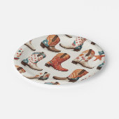 カウボーイのブーツ柄 ペーパープレート (アングル)