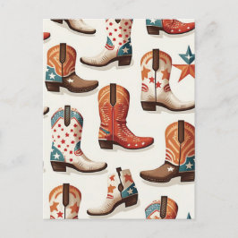 カウボーイのブーツ柄 ポストカード