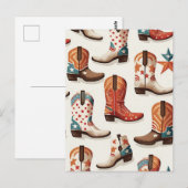 カウボーイのブーツ柄 ポストカード (正面/裏面)