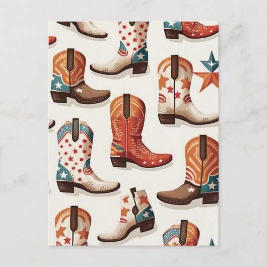 カウボーイのブーツ柄 ポストカード (正面)