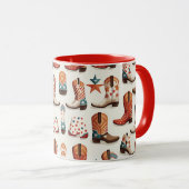 カウボーイのブーツ柄 マグカップ (正面右)