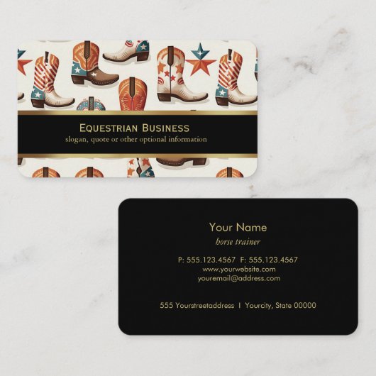 カウボーイのブーツ柄 名刺 (正面/裏面)