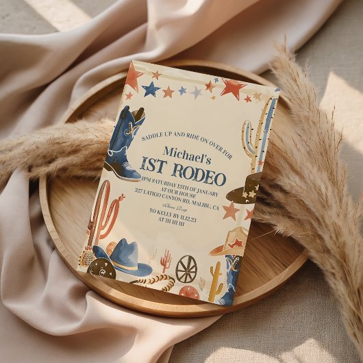 カウボーイのブーツ　1歳の誕生日 招待状