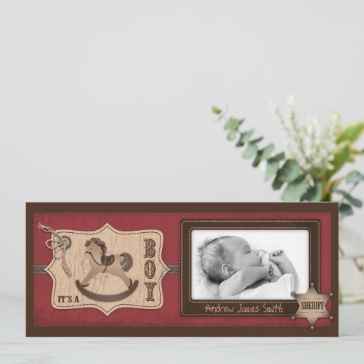 カウボーイのベビーの高い発表カード 案内状 (スタンド正面)