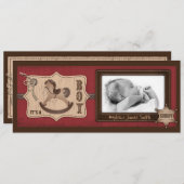 カウボーイのベビーの高い発表カード 案内状 (正面/裏面)