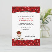 カウボーイのベビーシャワーの招待状の赤のバンダナ 招待状 (スタンド正面)