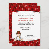 カウボーイのベビーシャワーの招待状の赤のバンダナ 招待状 (正面/裏面)