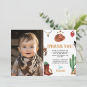 カウボーイのロデオのお誕生日写真ありがとうカード サンキューカード (スタンド正面)