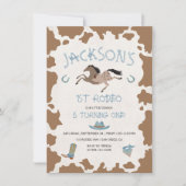 カウボーイの初めてのロデオ・コーンパターン誕生日パーティー 招待状 (正面)
