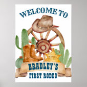 カウボーイの初めてのロデオ 馬 農場 パーティー ウェルカムサイン ポスター (正面)