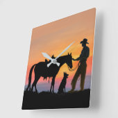 カウボーイの友達 スクエア壁時計 (傾斜)