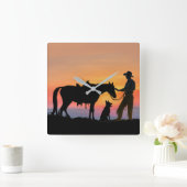 カウボーイの友達 スクエア壁時計 (ホーム)