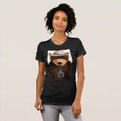 カウボーイの女性のカーボーイのテディー・ベアの西部のターコイズの帽子 Tシャツ (正面フル)