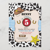 カウボーイの女性のカーボーイの誕生会牛男の子の招待状 招待状 (正面/裏面)