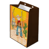 カウボーイの子供の誕生会 ミディアムペーパーバッグ (裏面アングル)
