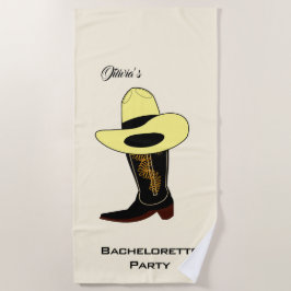 カウボーイの帽子とブーツのブライズメイドパーティー ビーチタオル