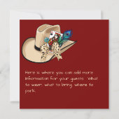 カウボーイの帽子と遊戯札と孔雀の羽 招待状 (裏面)