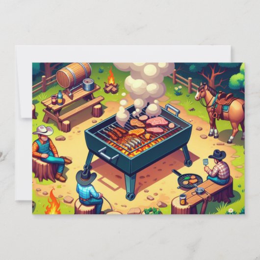 カウボーイの料理とグリル カスタム 招待状 (正面)